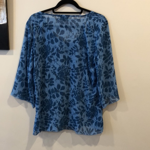 Turquoise blue sheer blouse. - Picture 2 of 7
